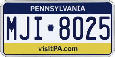 PA license plate MJI8025