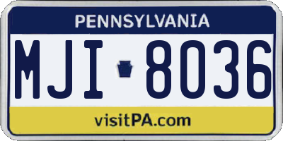 PA license plate MJI8036