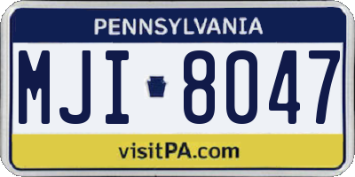 PA license plate MJI8047