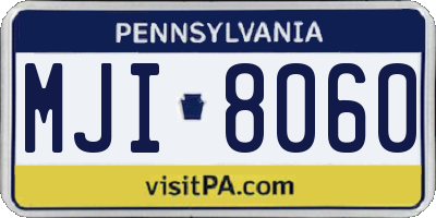 PA license plate MJI8060