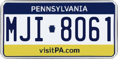 PA license plate MJI8061