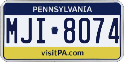 PA license plate MJI8074