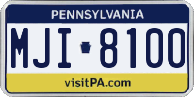 PA license plate MJI8100
