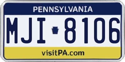PA license plate MJI8106
