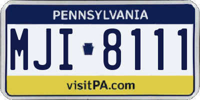 PA license plate MJI8111