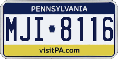 PA license plate MJI8116