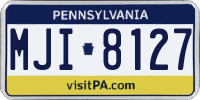 PA license plate MJI8127
