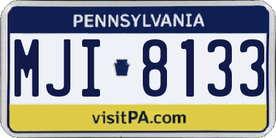 PA license plate MJI8133