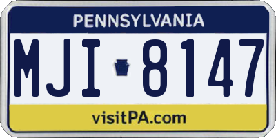 PA license plate MJI8147