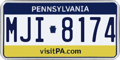 PA license plate MJI8174
