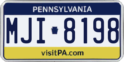 PA license plate MJI8198