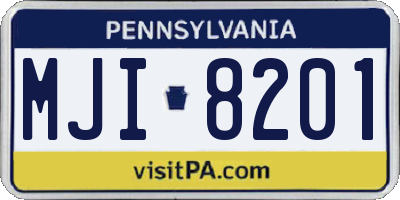 PA license plate MJI8201