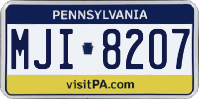 PA license plate MJI8207