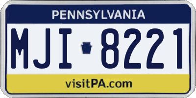 PA license plate MJI8221