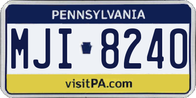PA license plate MJI8240