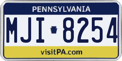 PA license plate MJI8254