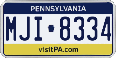 PA license plate MJI8334