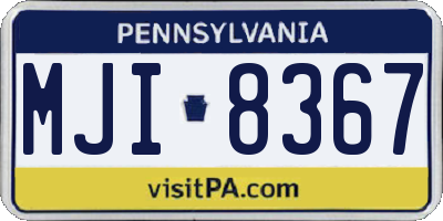 PA license plate MJI8367