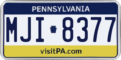PA license plate MJI8377