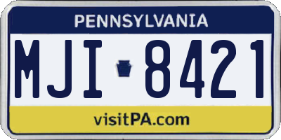 PA license plate MJI8421