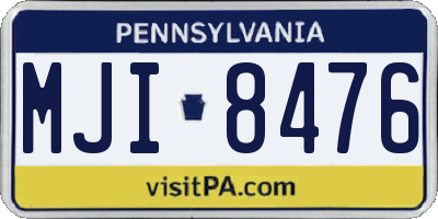 PA license plate MJI8476