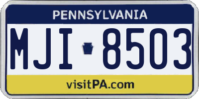 PA license plate MJI8503