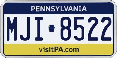 PA license plate MJI8522
