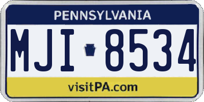 PA license plate MJI8534