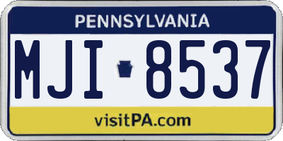 PA license plate MJI8537