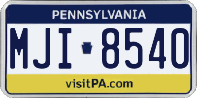 PA license plate MJI8540