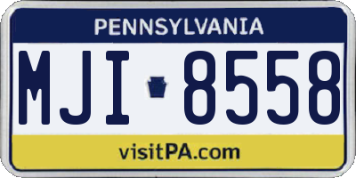PA license plate MJI8558