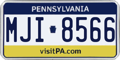 PA license plate MJI8566