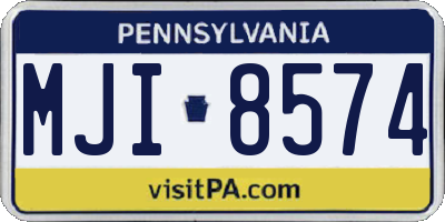 PA license plate MJI8574