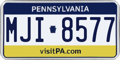 PA license plate MJI8577