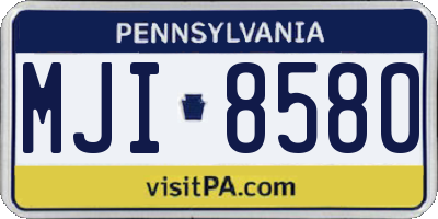PA license plate MJI8580