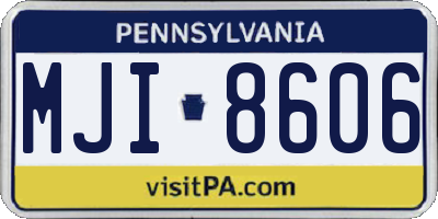 PA license plate MJI8606