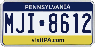 PA license plate MJI8612