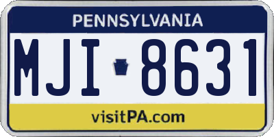 PA license plate MJI8631