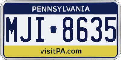 PA license plate MJI8635
