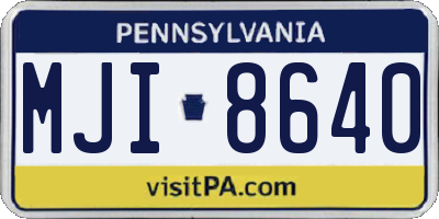 PA license plate MJI8640