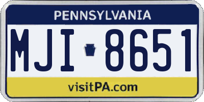 PA license plate MJI8651