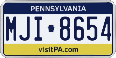 PA license plate MJI8654