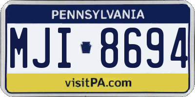 PA license plate MJI8694