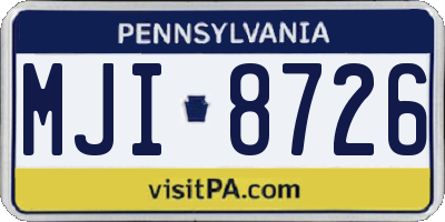 PA license plate MJI8726