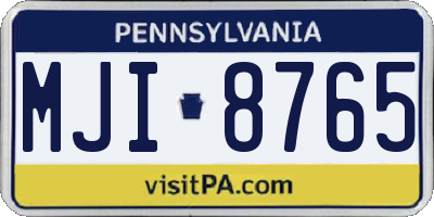 PA license plate MJI8765