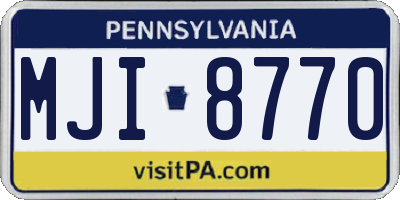 PA license plate MJI8770