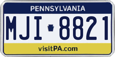 PA license plate MJI8821