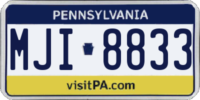 PA license plate MJI8833