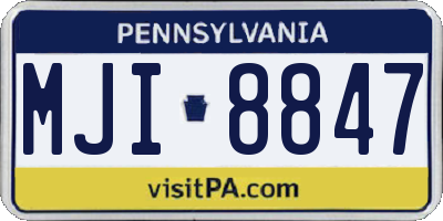 PA license plate MJI8847