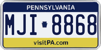 PA license plate MJI8868